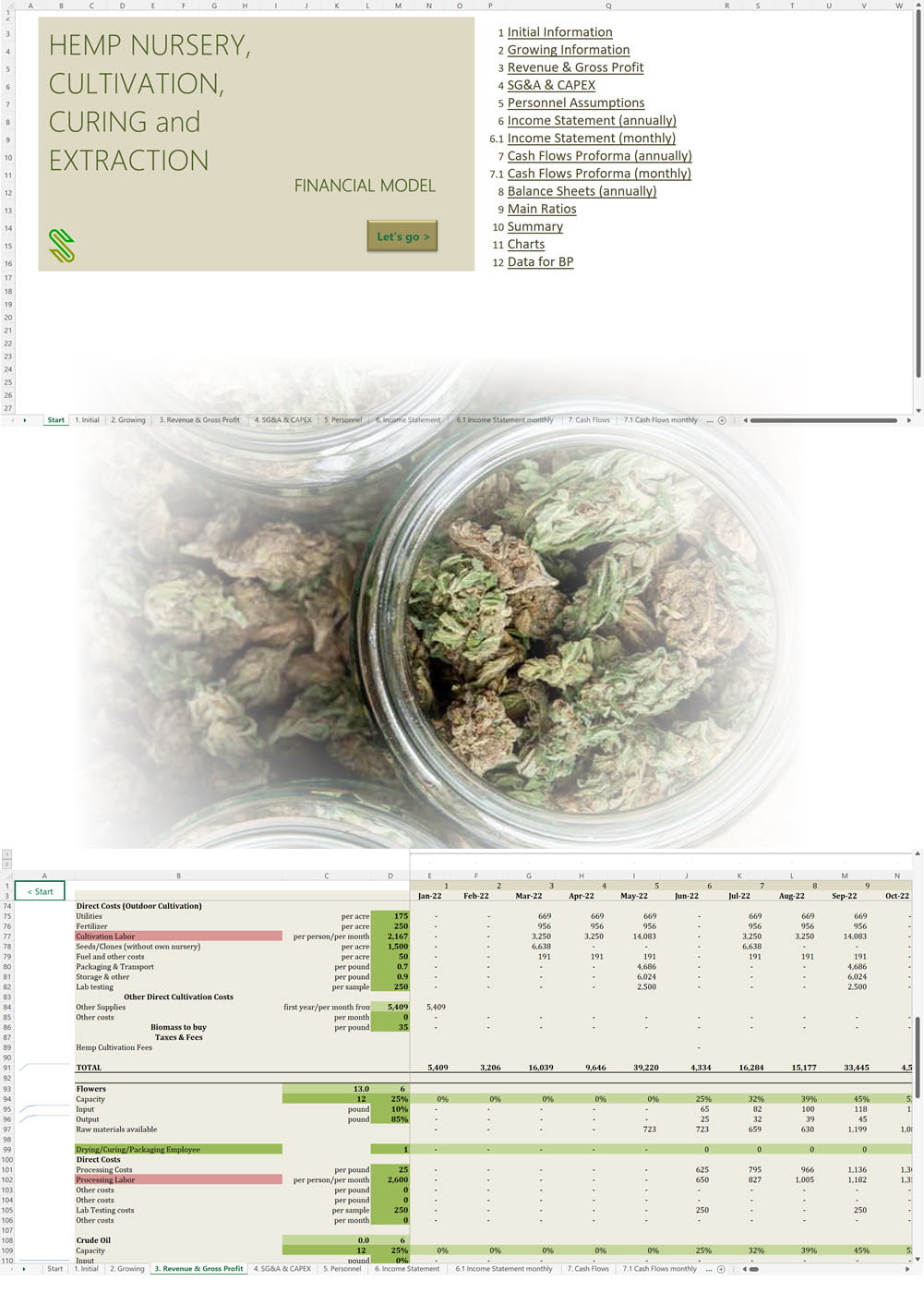 Hemp Nursery Cultivation Curing Extraction Financial Model