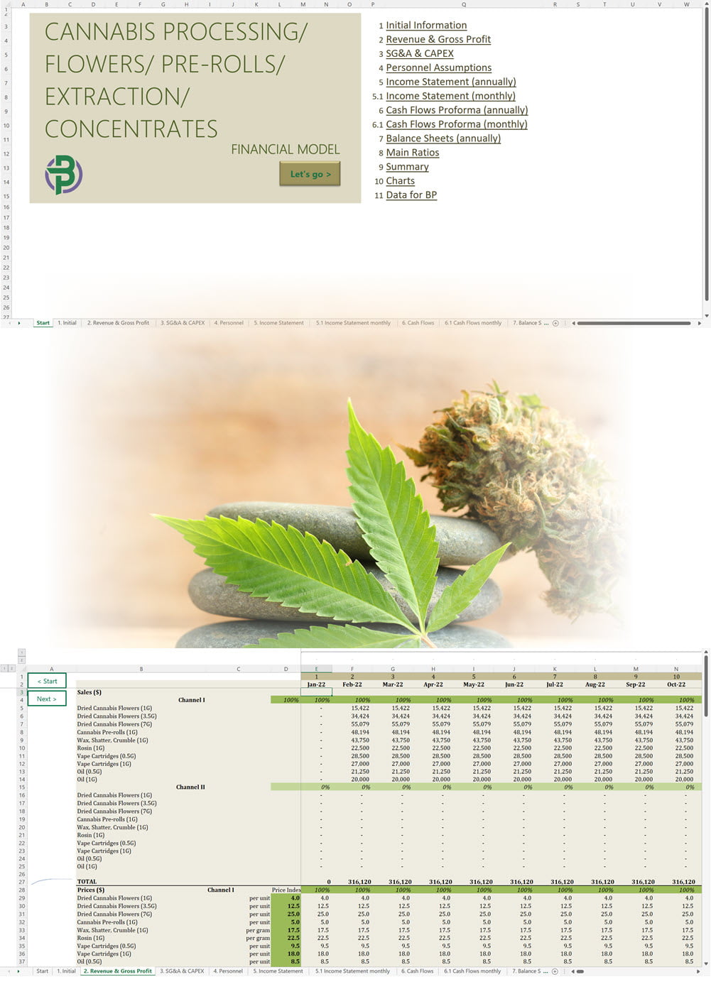 Cannabis Flowers Pre-rolls Concentrates Financial Model
