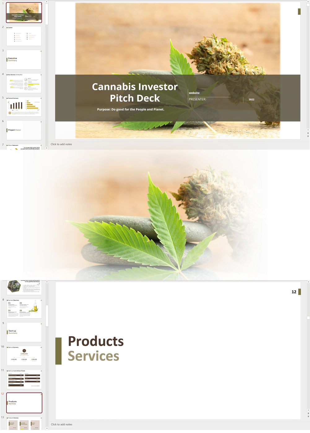 Cannabis Flowers Pre-rolls Concentrates Pitch Deck Template