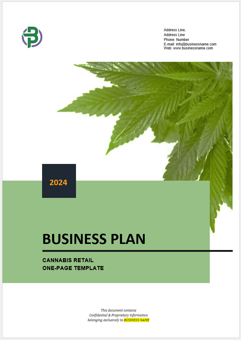 One-Page Cannabis Business Plan Template – Business Plan Templates