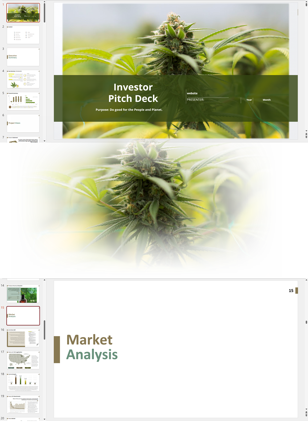 Hemp Cultivation and CBD Oil Extraction and/or Fiber Products Investor Pitch Deck Template