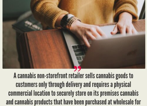 Online Cannabis Sales. Cannabis Non-Storefront Retailer License.