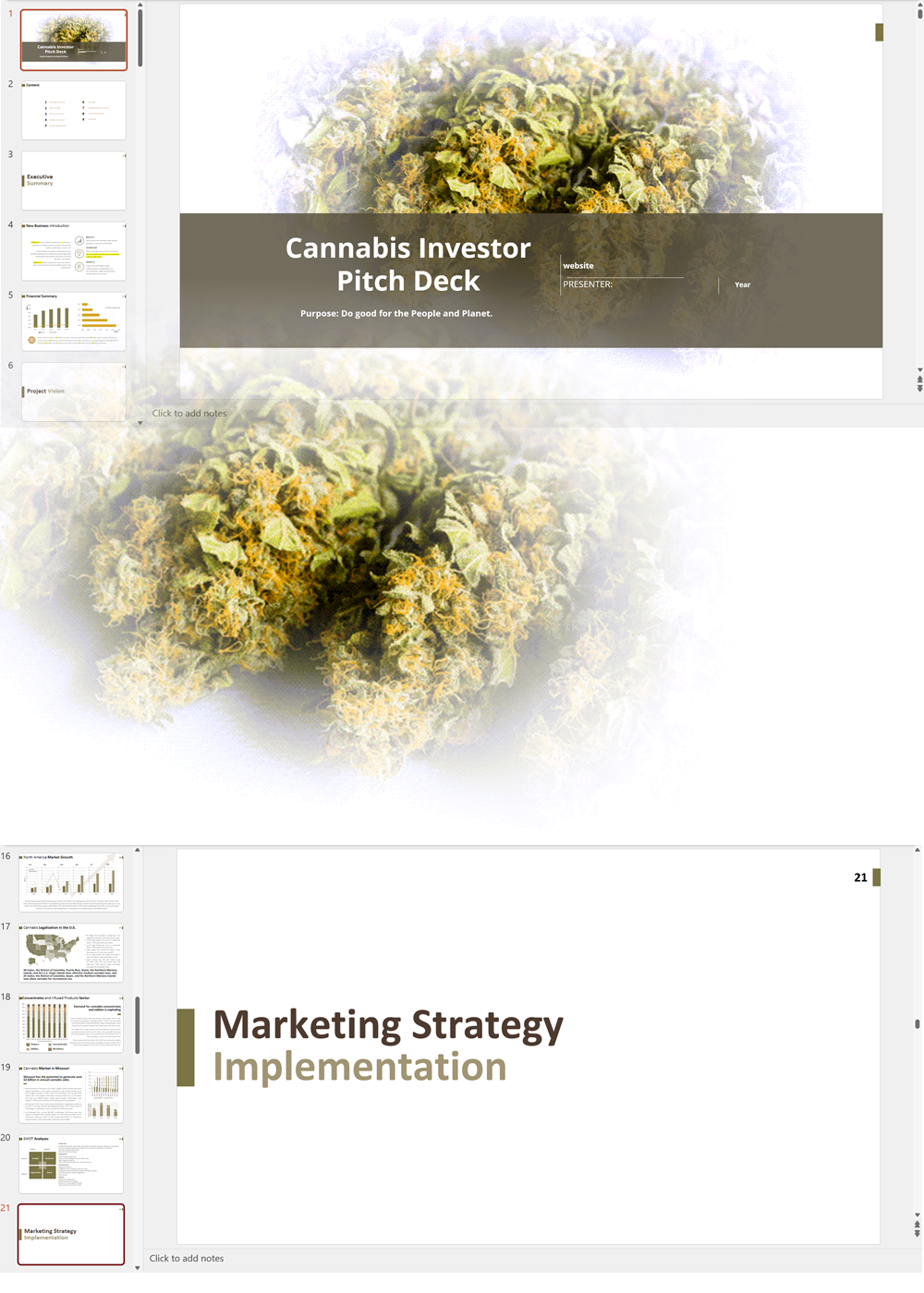 Cannabis Flowers Pre-rolls Concentrates Edibles Pitch Deck Template