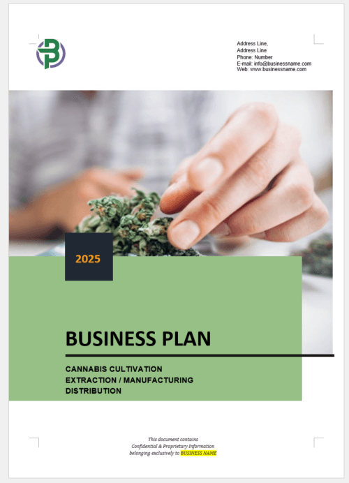 Cannabis Cultivation + Extraction + Manufacturing + Distribution Business Plan Template ...