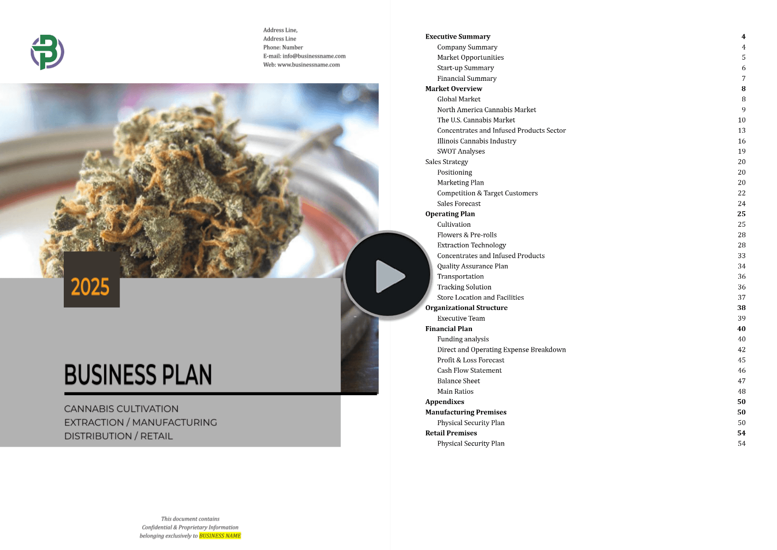 Cannabis Business Plan Template for Goggle Docs
