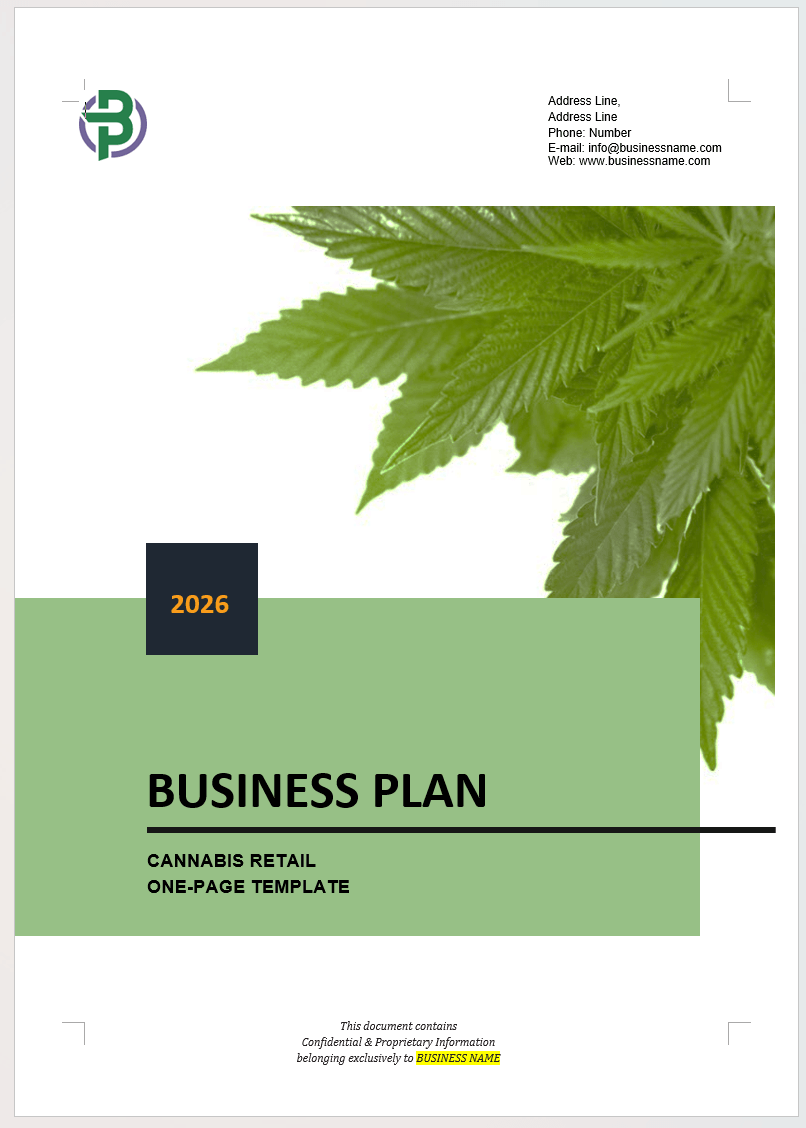 One-Page Cannabis Business Plan Template