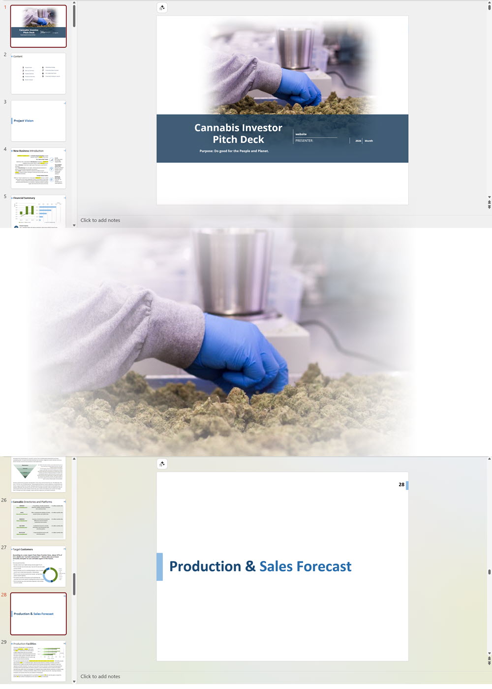 Cannabis Cultivation, Extraction, Manufacturing, Distribution, Retail and Microbusiness Investor Pitch Deck Template