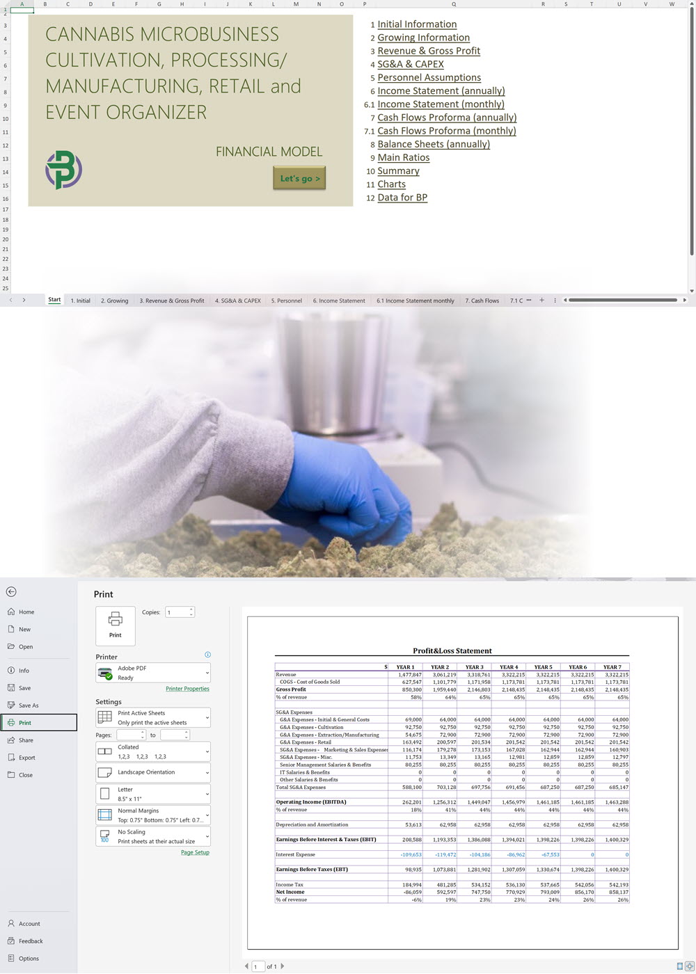 Cannabis Cultivation, Extraction, Manufacturing, Distribution, Retail and Microbusiness Financial Model